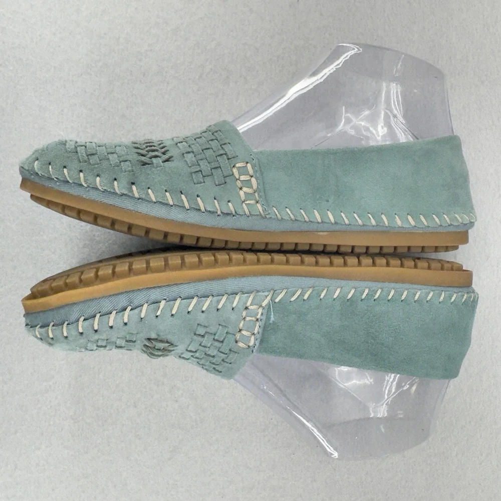 Adam Tucker Me Too‎ Lanna Leather Upper Woven Slip On Loafers Blue Green Shoes 6
